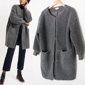 Madewell Women's S Bonded Sherpa Cocoon Gray Fleece Long Coat Cozy Teddy $168